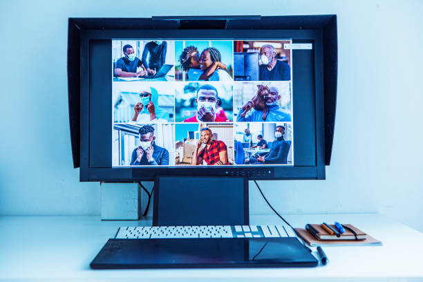 istock Black ethnicity Home Office Set Up for Webinar and Teleconference 1306867168