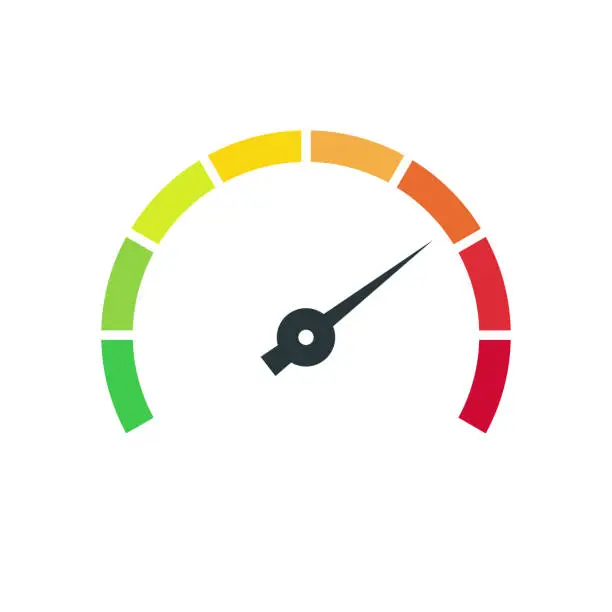 Vector illustration of Rating Speed Meter Icon - Vector Stock Illustration. Speedometer