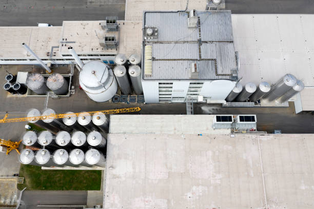 istock Industrial Buildings with Silos, Aerial View 1306869699