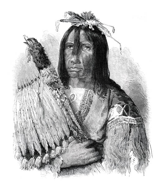 Native american chief of tribe Cree 1864 Native american chief of tribe Cree 1864
The Cree ( Cree: Néhinaw, Néhiyaw, etc.; French: Cri ) are one of the largest groups of First Nations in North America.
Original edition from my own archives
Source : Tour du monde 1864
Drawing : Émile Bayard Cherokee stock illustrations