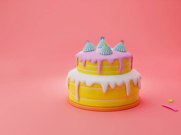 Realistic minimal cake anniversary, birthday and celebration 3d rendering