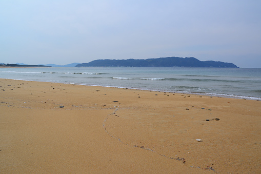 Deserted beach at Uminonakamichi seaside park, Fukuoka, Japan