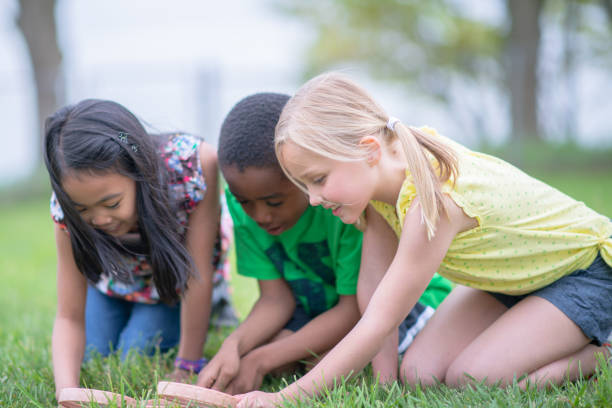 istock Three Children Looking For Insects Outdoors 1306879301