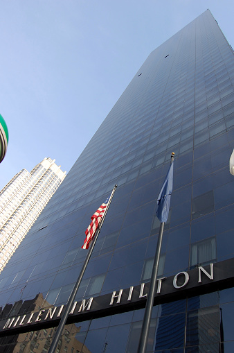 The Millenium Hilton luxury hotel in Church street Broadway, height 179 mt, Manhattan, New York City.