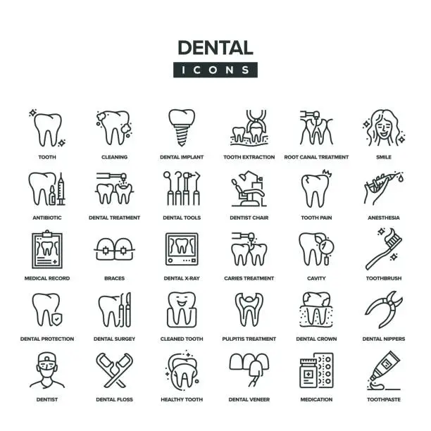 Vector illustration of Dental Line Icon Set