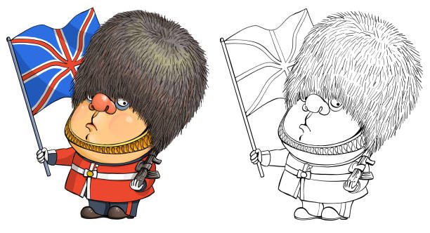 ilustrações, clipart, desenhos animados e ícones de personagem de desenho animado engraçado britânico - london england honor guard british culture nobility