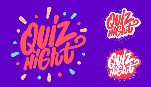 Quiz night. Vector lettering banners set. Quiz night. Vector handwritten lettering banners. game show host stock illustrations