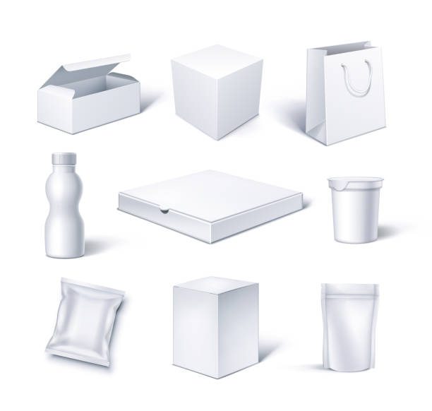 istock Cardboard and Plastic Packaging Blank for Goods and Food Mockup 1306886880