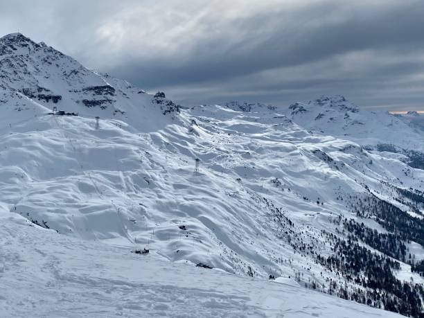 istock Panoramic view from Giand’ Alva, Skiarea Corvatsch/Furtschellas, Engadine, Switzerland 1306887822