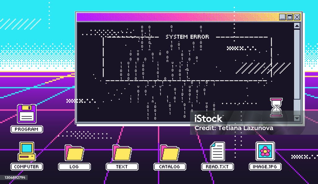 Vaporwave 80s Interface Screen Retro Terminal Or Old Computer Screen ...