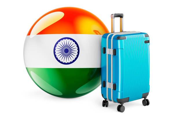 istock Suitcase with Indian flag. India travel concept, 3D rendering isolated on white background 1306894759