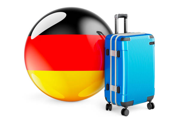 istock Suitcase with German flag. Germany travel concept, 3D rendering isolated on white background 1306894772