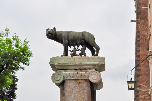 Capitoline Wolf (Lupa Capitolina) feeding Romulus and Remus - founders of city of Rome - on Capitoline Hill