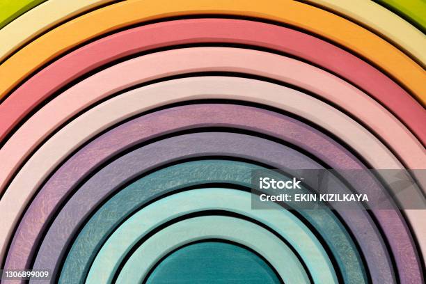 Wooden Rainbow Stacker Toy Stock Photo - Download Image Now - Toy Block, Multi Colored, Abstract