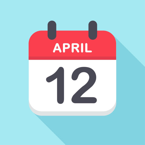 illustrazioni stock, clip art, cartoni animati e icone di tendenza di 12 aprile - icona calendario - calendar vector today time