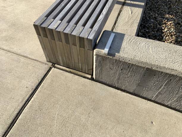 istock Wooden Bench and Concrete Planter 1306902506