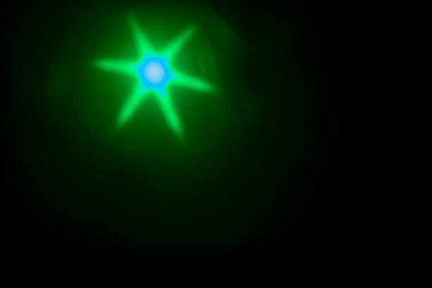 istock Green star shaped shining lights on an abstract scene 1306903750