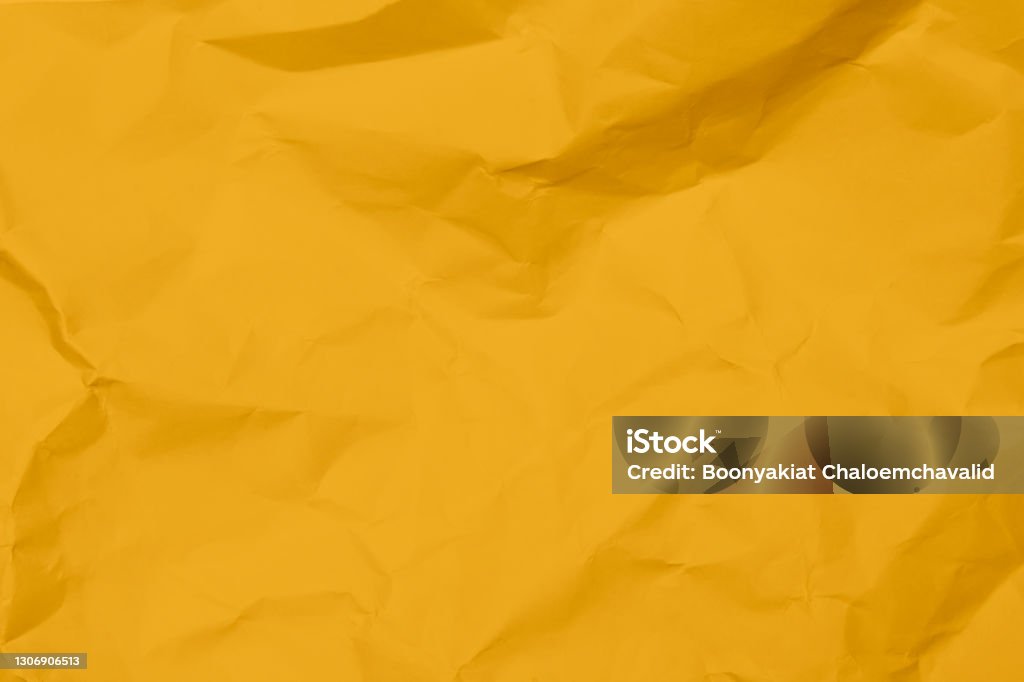 Yellow Rinkled Paper Closeup Yellow Crumpled Paper Texture Background Yellow Wrinkled Paper ...