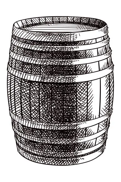 Vector illustration of Vector drawing of a wine barrel