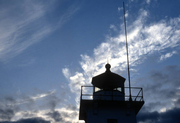 Grand Marais Lighthouse Tower & Sky at Dusk - 1988