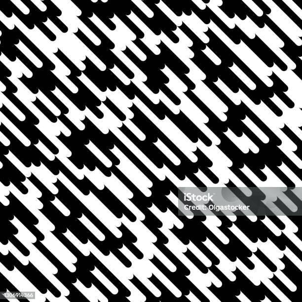 Diagonal Lines Rounded Vector Monochrome Seamless Pattern Diagonal Rounded Lines Stock ...