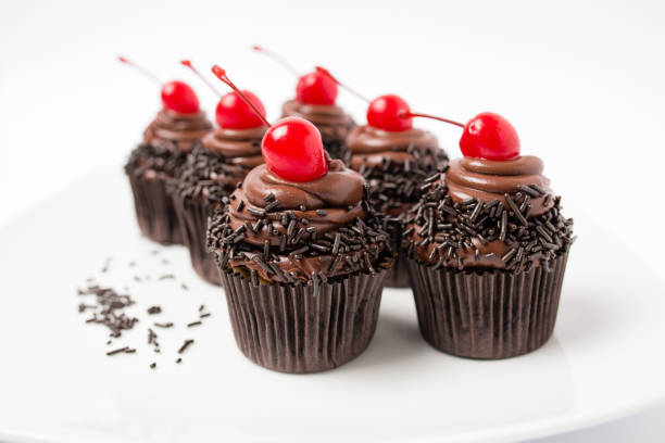 Chocolate muffins with fruit