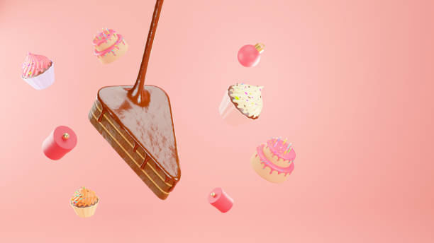 3d render of cake chocolate with decoration on celebration