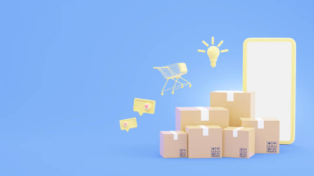 istock 3d render of cardboard boxes with decoration on shopping online concept 1306920015
