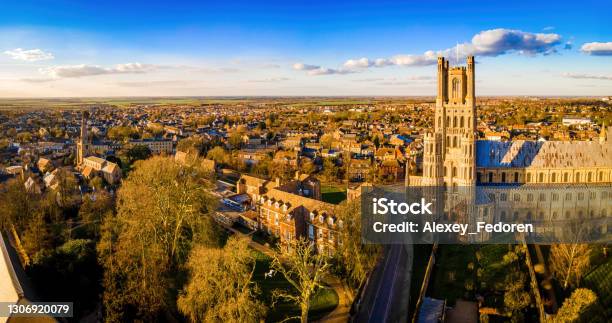 The Aerial View Of Cathedral Of Ely A City In Cambridgeshire England Stock Photo - Download Image Now