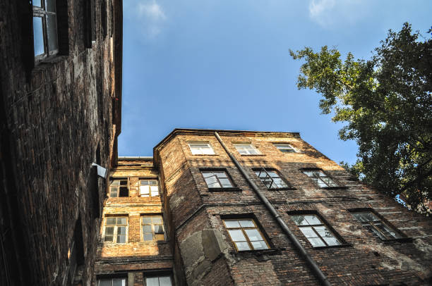 Old stone house on the street of the russian city of Tver