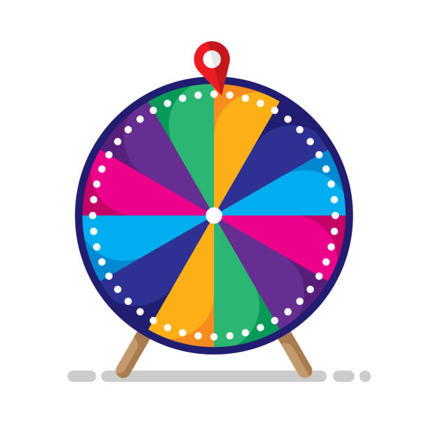 Game Wheel Flat Vector illustration of a multi-colored game show wheel against a white background in flat style. wheel stock illustrations