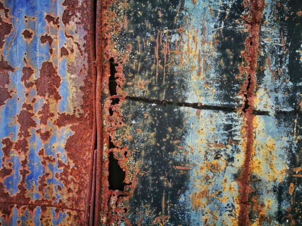 istock Iron surface color blue and black with rust color Orange 1306934705