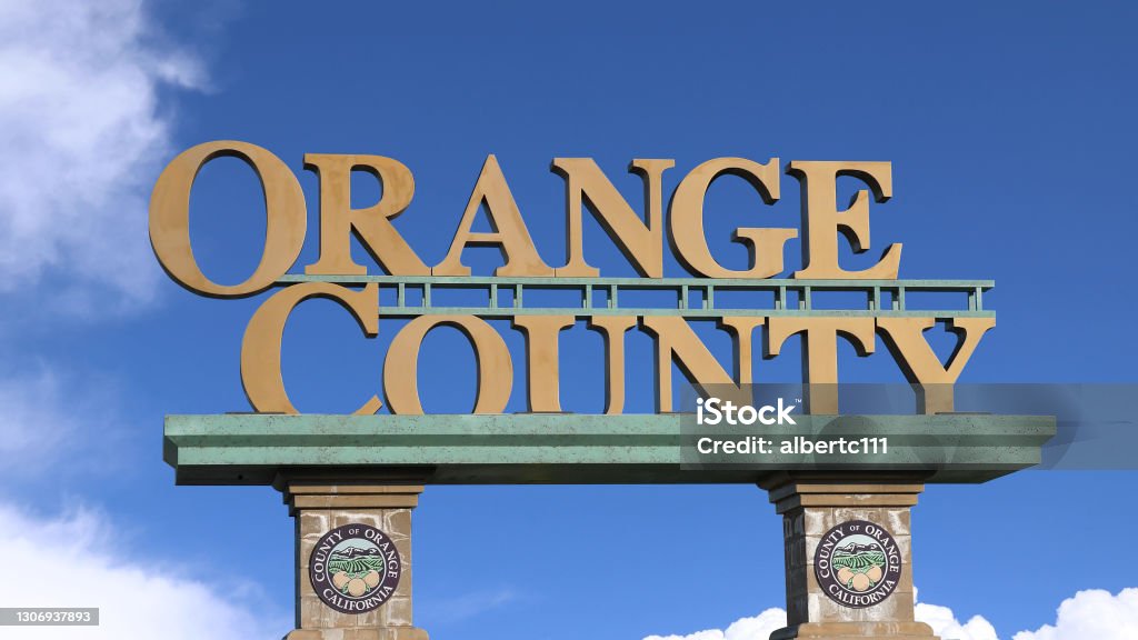 Orange County California Public Welcome Sign Orange County - California Stock Photo