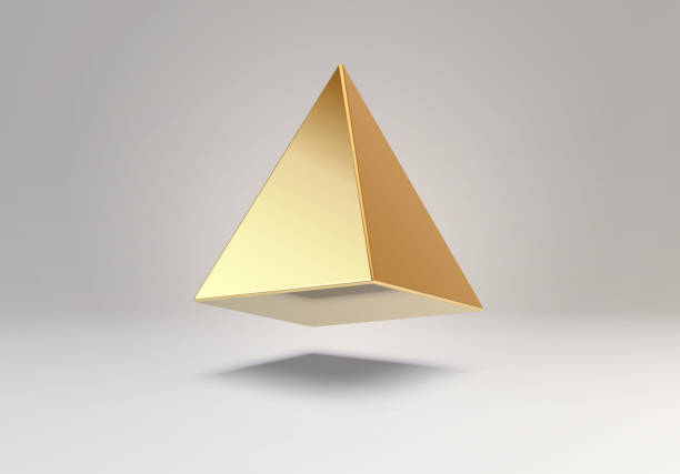 3D vector element or simple isolated golden shape. Vector illustration 3D vector element or simple isolated golden shape. Shiny object with reflections made of gold. Vector illustration golden pyramid stock illustrations