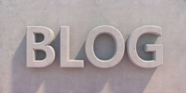 istock Blog word on concrete wall background, texture. 3d illustration 1306957154