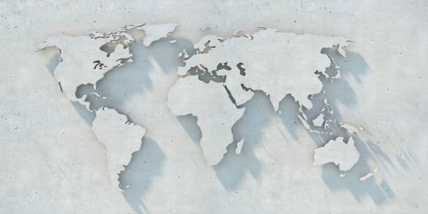 istock World map on concrete wall background, texture. 3d illustration 1306957162