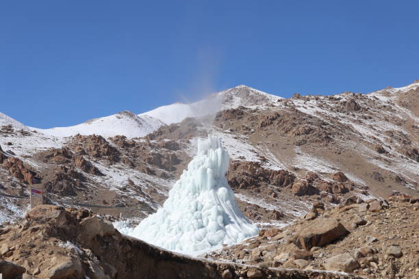 Ice stupa Ice Stupa is a form of glacier grafting technique that creates artificial glaciers, used for storing winter water in the form of conical shaped ice heaps. During summer, when water is scarce, the Ice Stupa melts to increase water supply for crops. stupa stock pictures, royalty-free photos & images