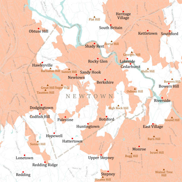 CT Fairfield Newtown Vector Road Map CT Fairfield Newtown Vector Road Map. All source data is in the public domain. U.S. Census Bureau Census Tiger. Used Layers: areawater, linearwater, roads, rails, cousub, pointlm, uac10. connecticut stock illustrations
