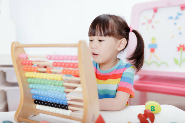 istock Young Girl Learn Counting By Using Abacus For Homeschooling 1306969453
