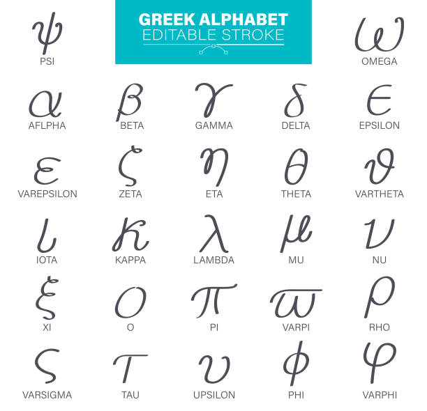 ilustraciones, imágenes clip art, dibujos animados e iconos de stock de trazo editable del alfabeto griego - classical greek text alphabet typescript