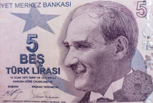 World money collection. Fragments of Turkish money.