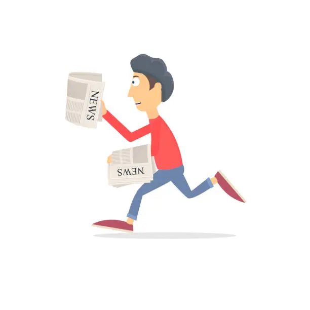 Vector illustration of Paperboy. Newsboy