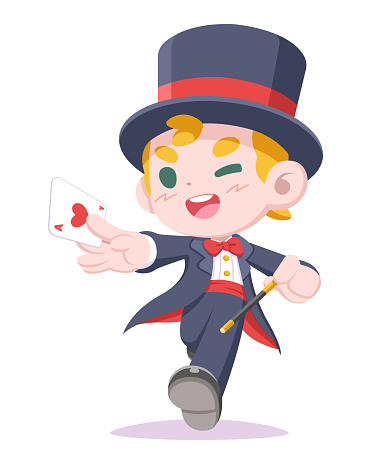 Cute Style Magician Cartoon Illustration Stock Illustration - Download  Image Now - Child, Magician, Wizard - iStock