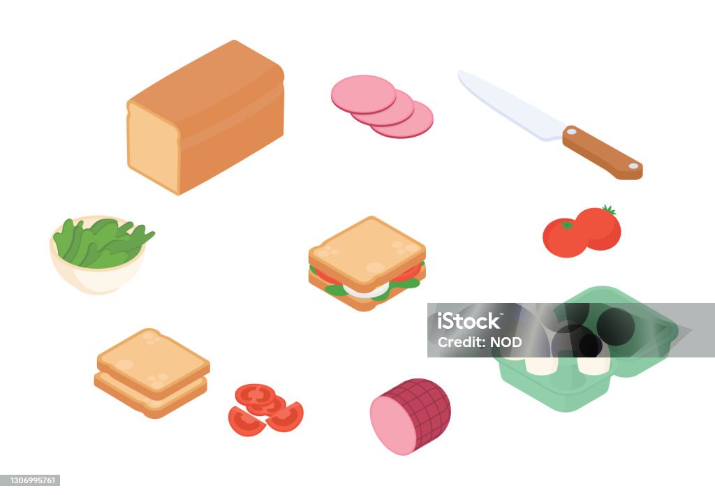 Sandwich Making Vector Making Sandwich Isometric Vector Illustration Stock Illustration ...