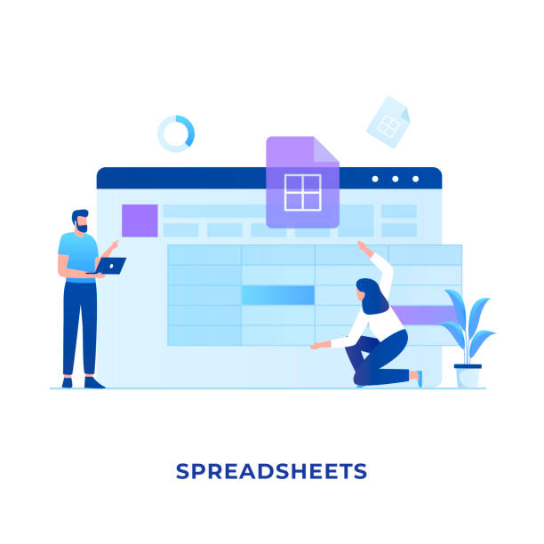 ilustrações, clipart, desenhos animados e ícones de conceito de ilustração de planilhas - spreadsheet
