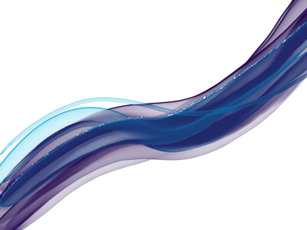 istock Blue translucent stripes reminiscent of silk, satin fabric. Sea wave. Abstract background 1306996555
