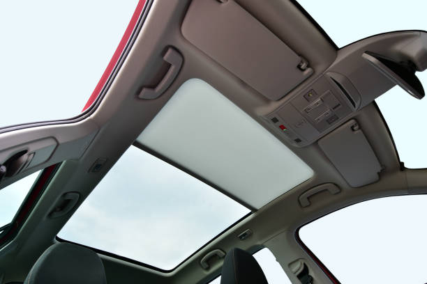 istock Panoramic sunroof in a passenger car 1306999453