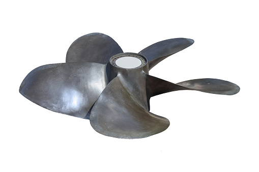 Propeller from ship isolated on white background.