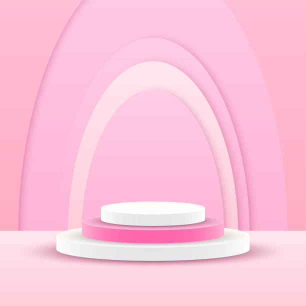 istock Abstract Podium Pedestal Platform Color 3D Scene To Show Vector Design Style 1307001742
