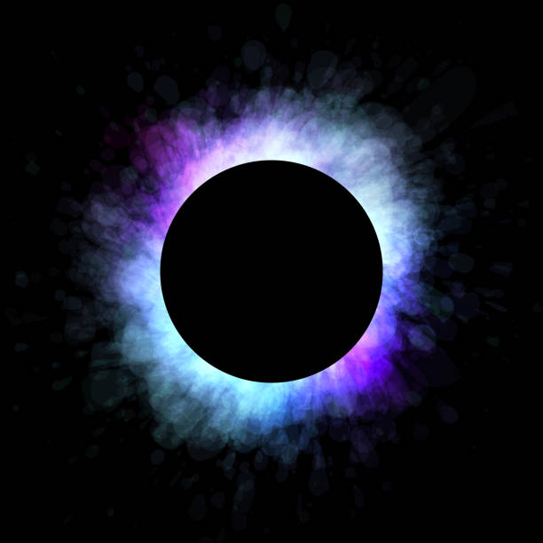 추상 조명 배경에 파란색, 분홍색 및 흰색 색상의 빈 공간을 원. - smoke circle black background abstract stock illustrations